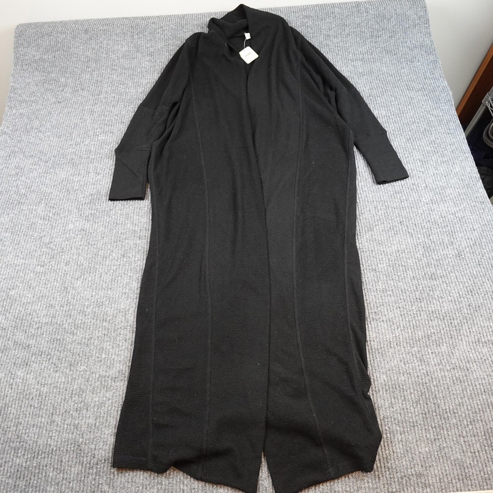 Intimately Free People Black Waffle Knit Duster Cardigan Sweater Womens Medium